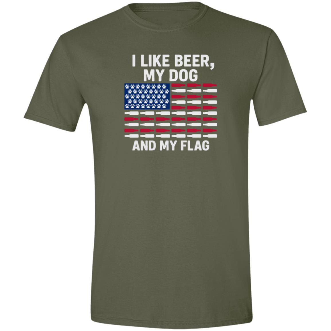 CustomCat T-Shirts Military Green / X-Small I Like Beer, My Dog, and My Flag (paws) T-Shirt