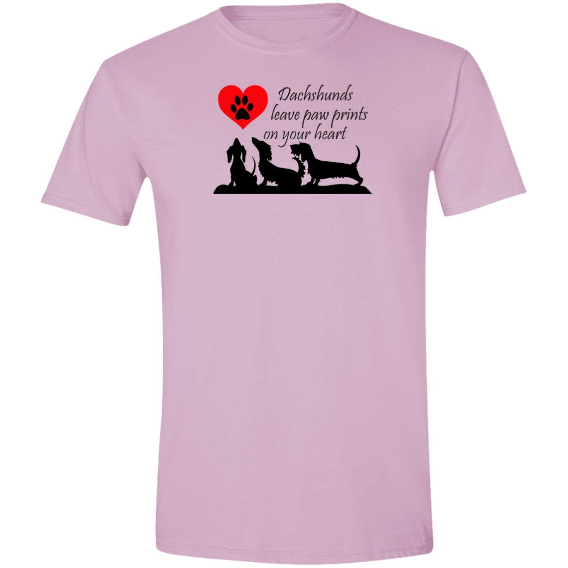 CustomCat T-Shirts Light Pink / S Dachshunds Leave Paw Prints on Your Heart T-Shirts