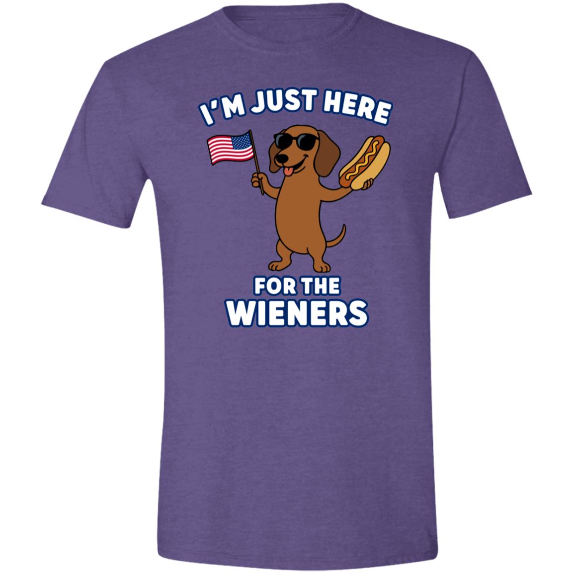 CustomCat T-Shirts Heather Purple / X-Small I’m Just Here for the Wieners T-Shirt