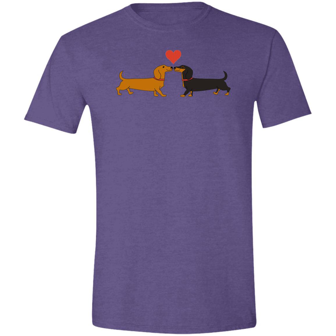 CustomCat T-Shirts Heather Purple / S Dachshund Long on Love T-Shirt