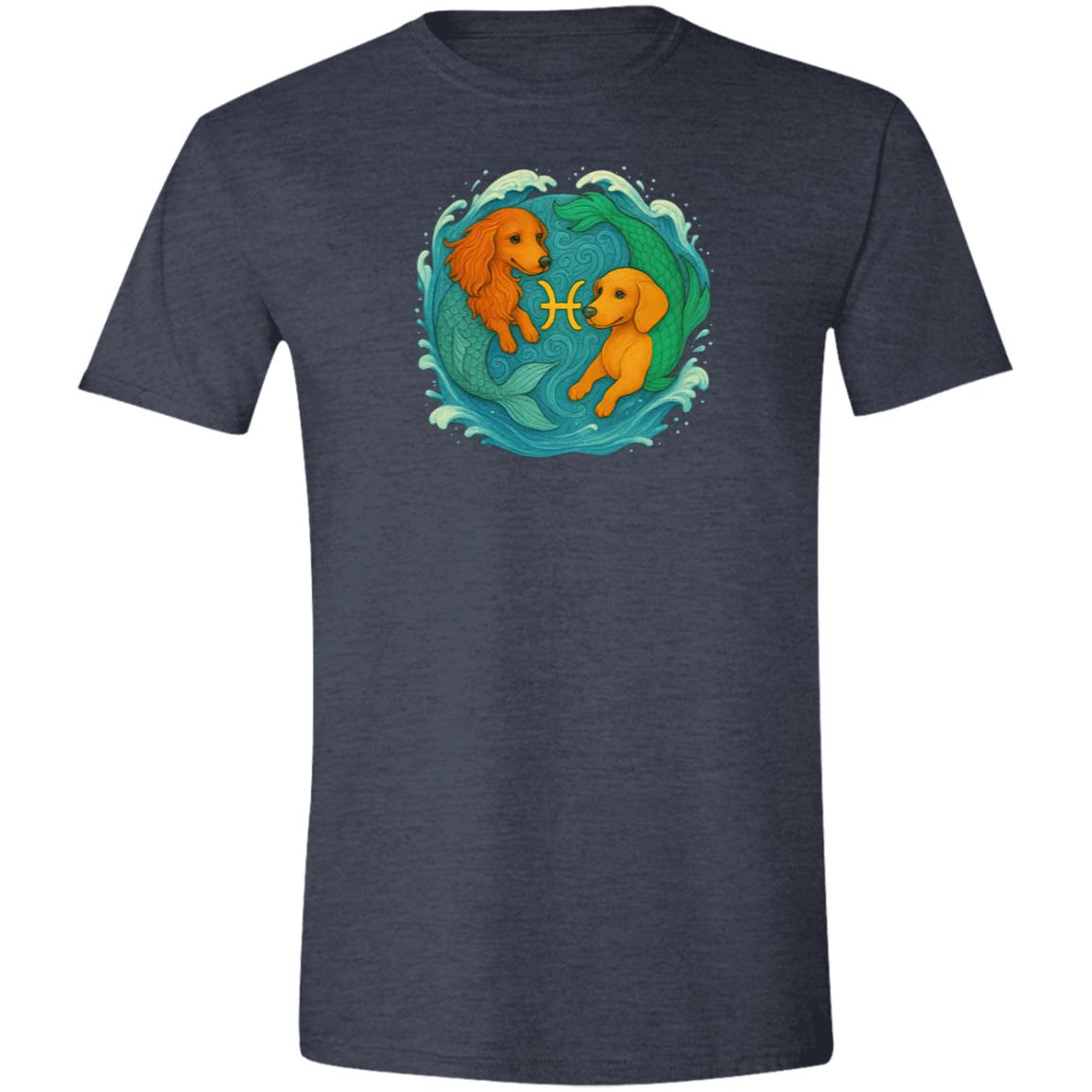 CustomCat T-Shirts Heather Navy / S Pisces Dachshund Zodiac T-Shirt
