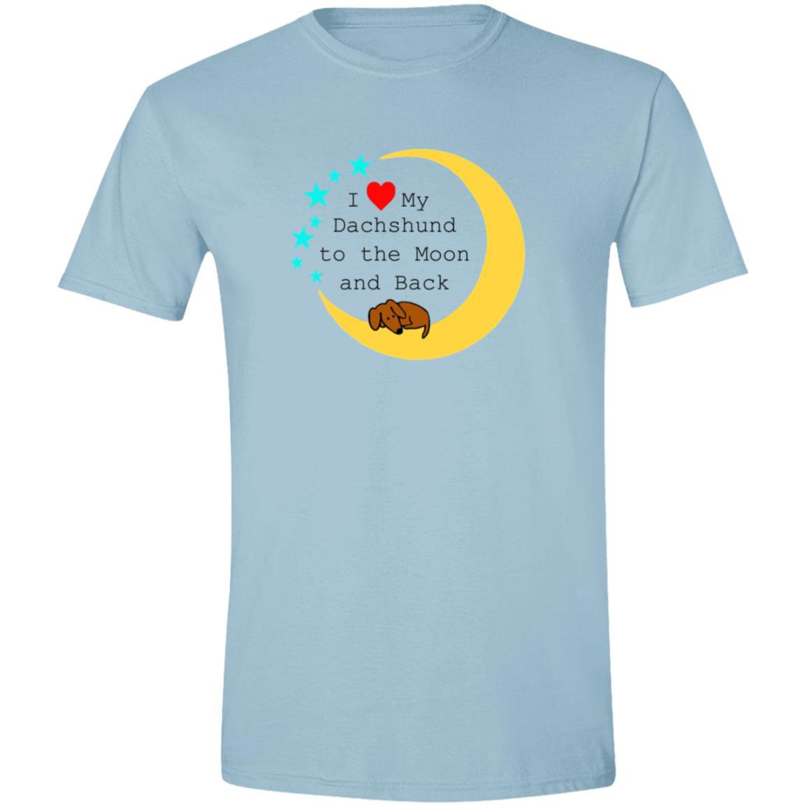 CustomCat T-Shirts Light Blue / S I Love My Dachshund To The Moon and Back (Brown/Red) T-Shirt