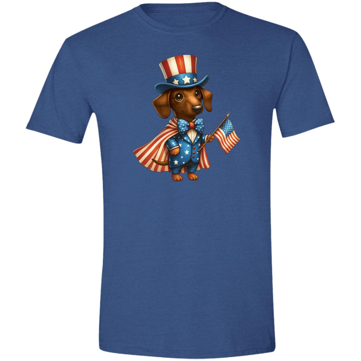 CustomCat T-Shirts Heather Royal / X-Small Dachshund Brown/Red Stars & Stripes T-Shirts