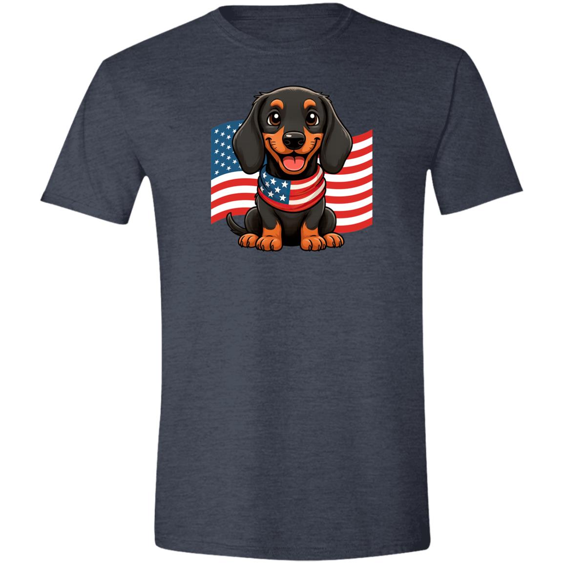 CustomCat T-Shirts Heather Navy / S Dachshund Stars, Stripes & Smiles T-Shirt