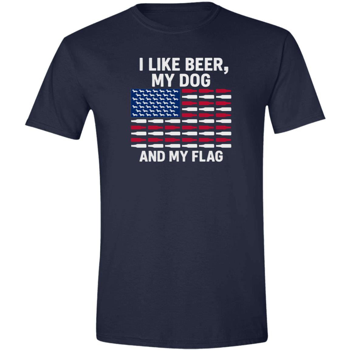 CustomCat T-Shirts Navy / X-Small I Like Beer, My Dog, and My Flag (Dachshunds) T-Shirt