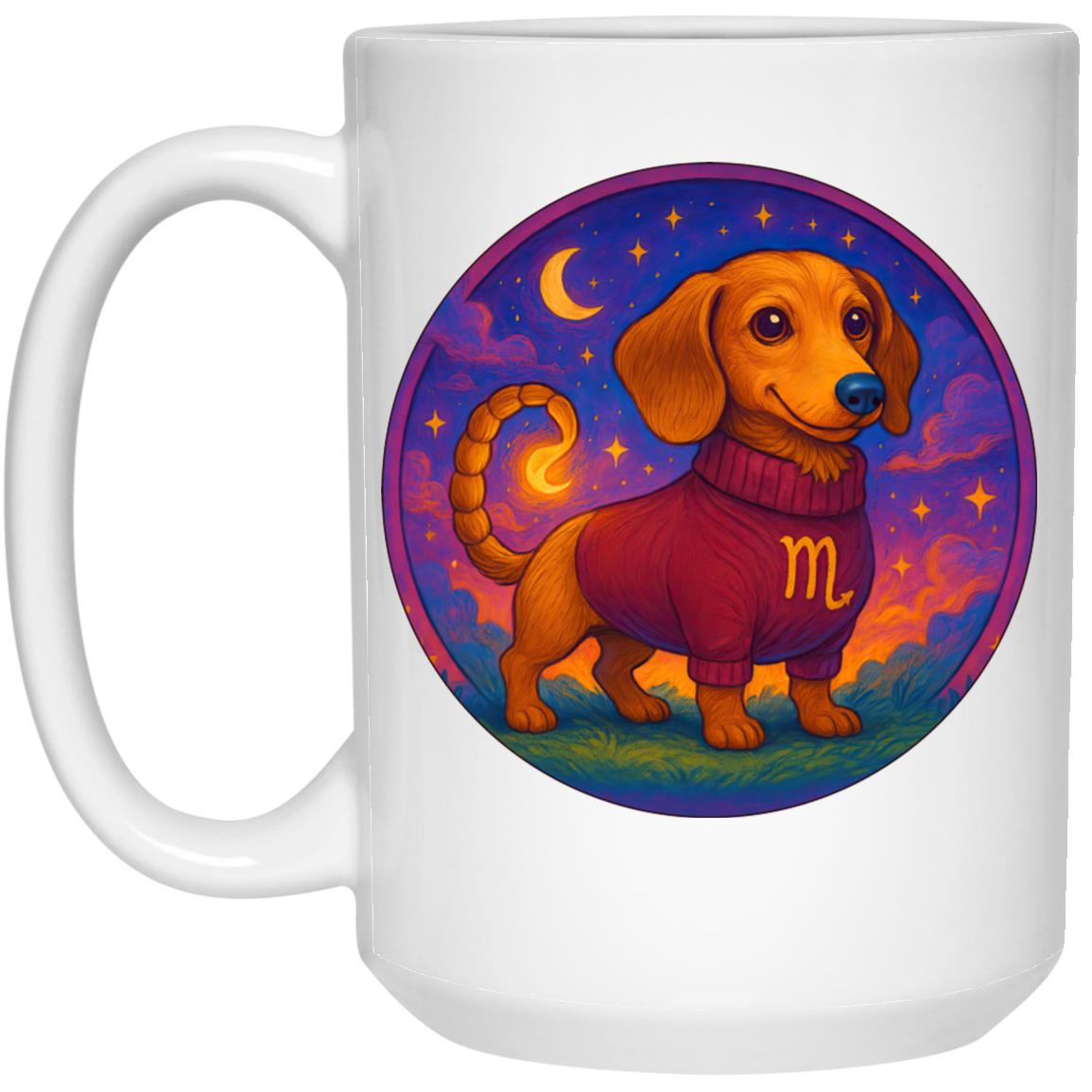 CustomCat Mugs 11oz White Mug Scorpio Dachshund Zodiac Mugs