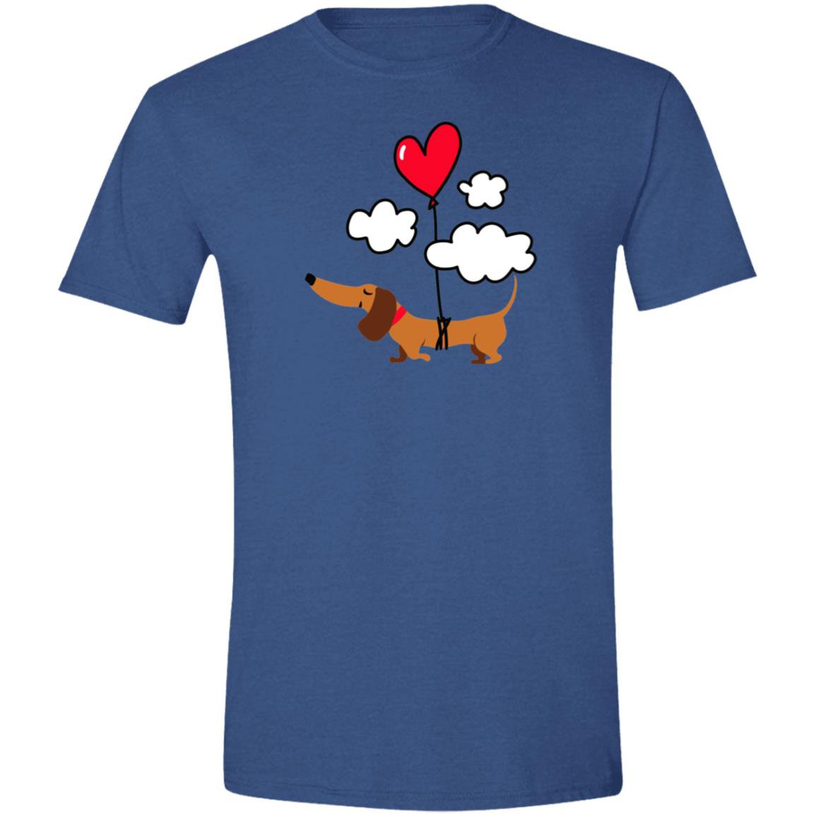 CustomCat T-Shirts Heather Royal / S Dachshund Up Up and Away Heart Balloon T-Shirts