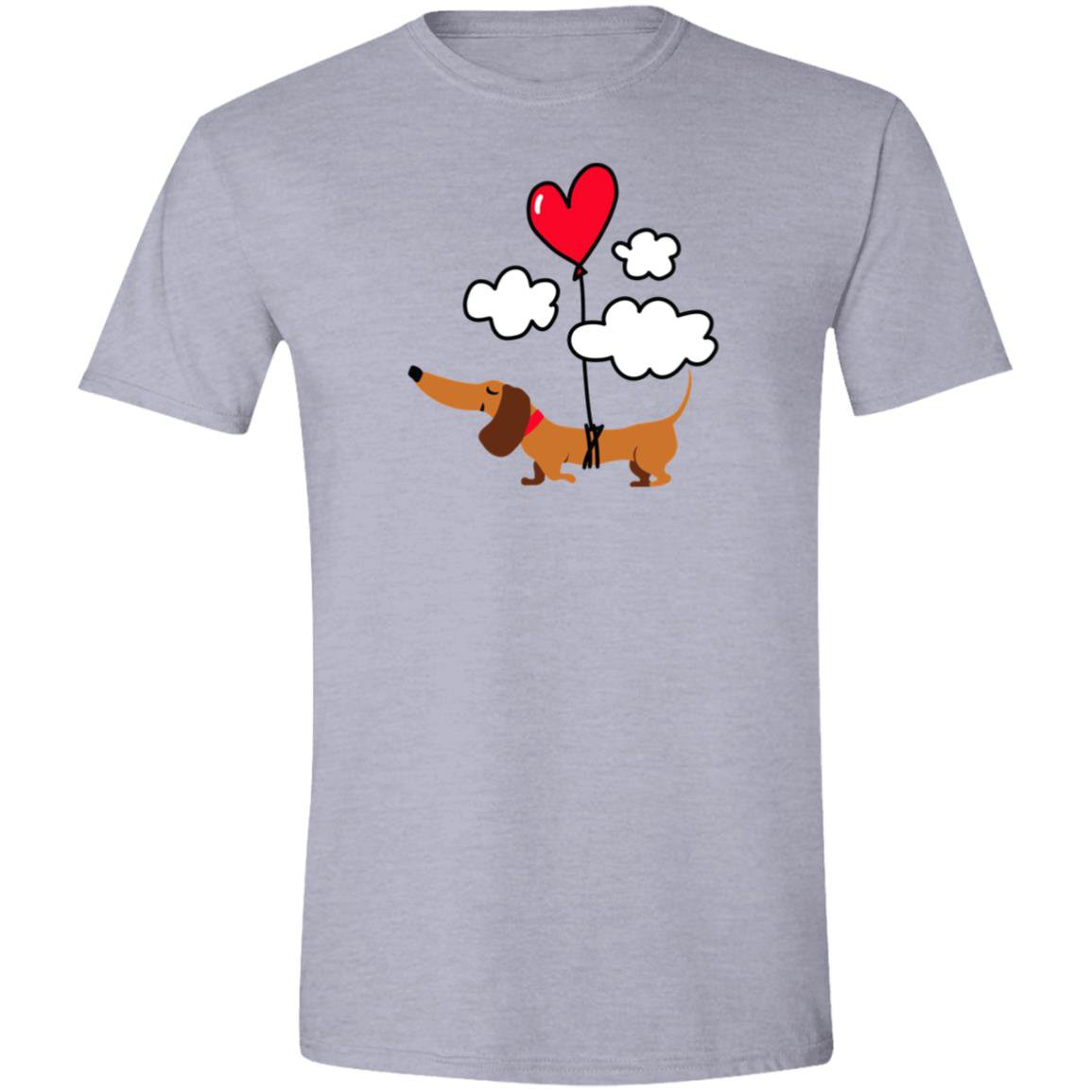 CustomCat T-Shirts Sport Grey / S Dachshund Up Up and Away Heart Balloon T-Shirts