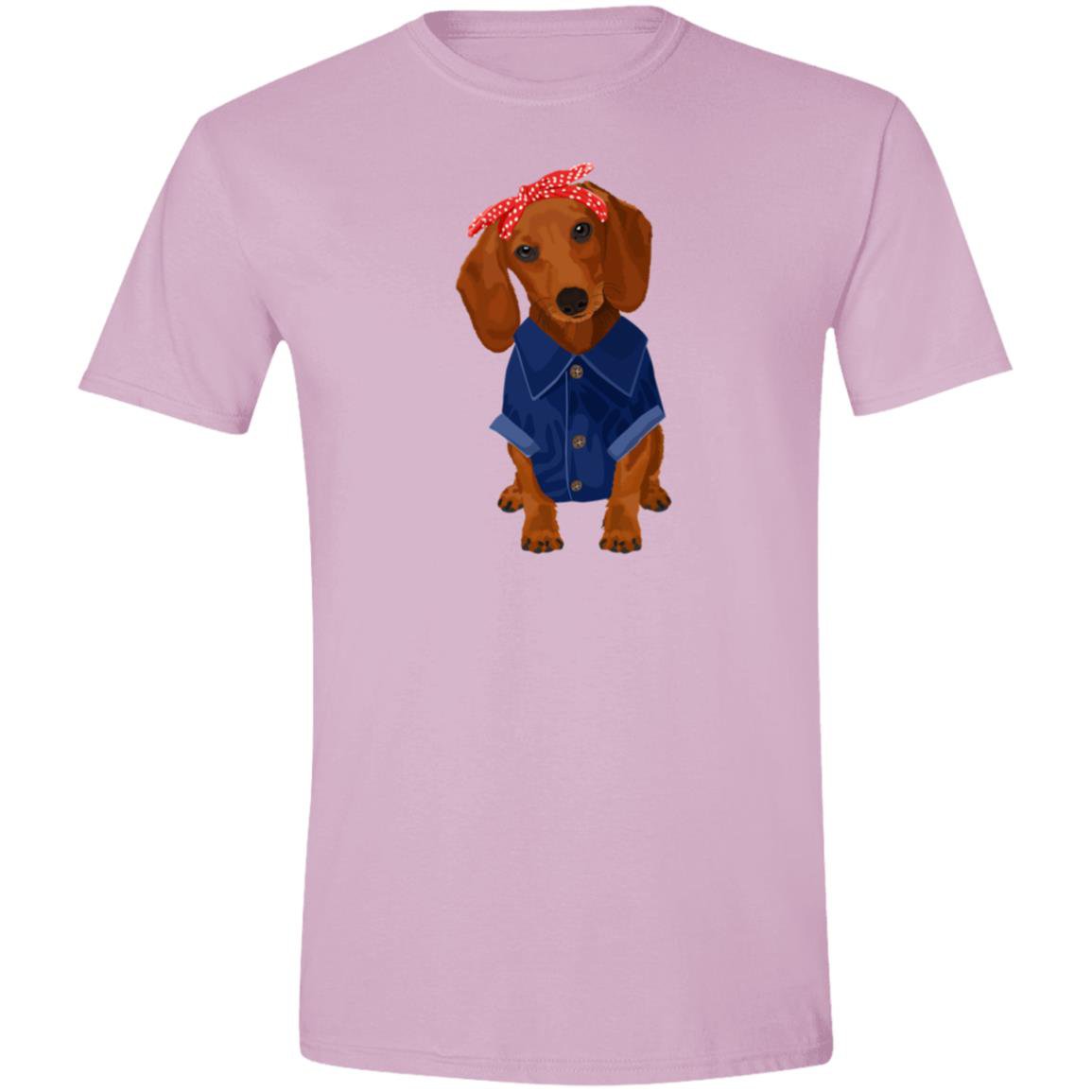 CustomCat T-Shirts Light Blue / S Dachshund Brown/Red Rosie the Riveter T-Shirts