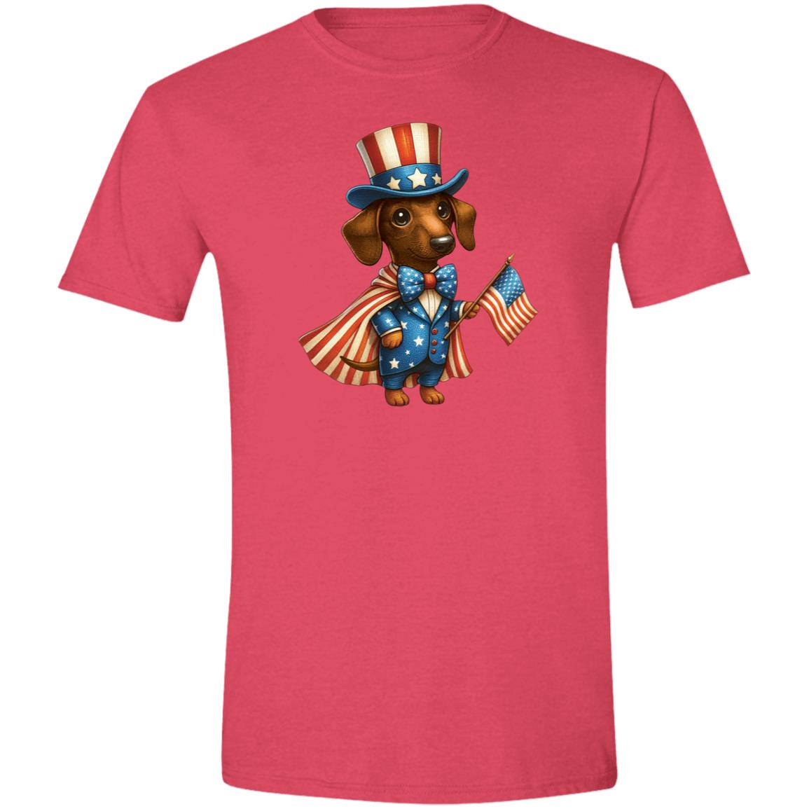 CustomCat T-Shirts Heather Red / X-Small Dachshund Brown/Red Stars & Stripes T-Shirts