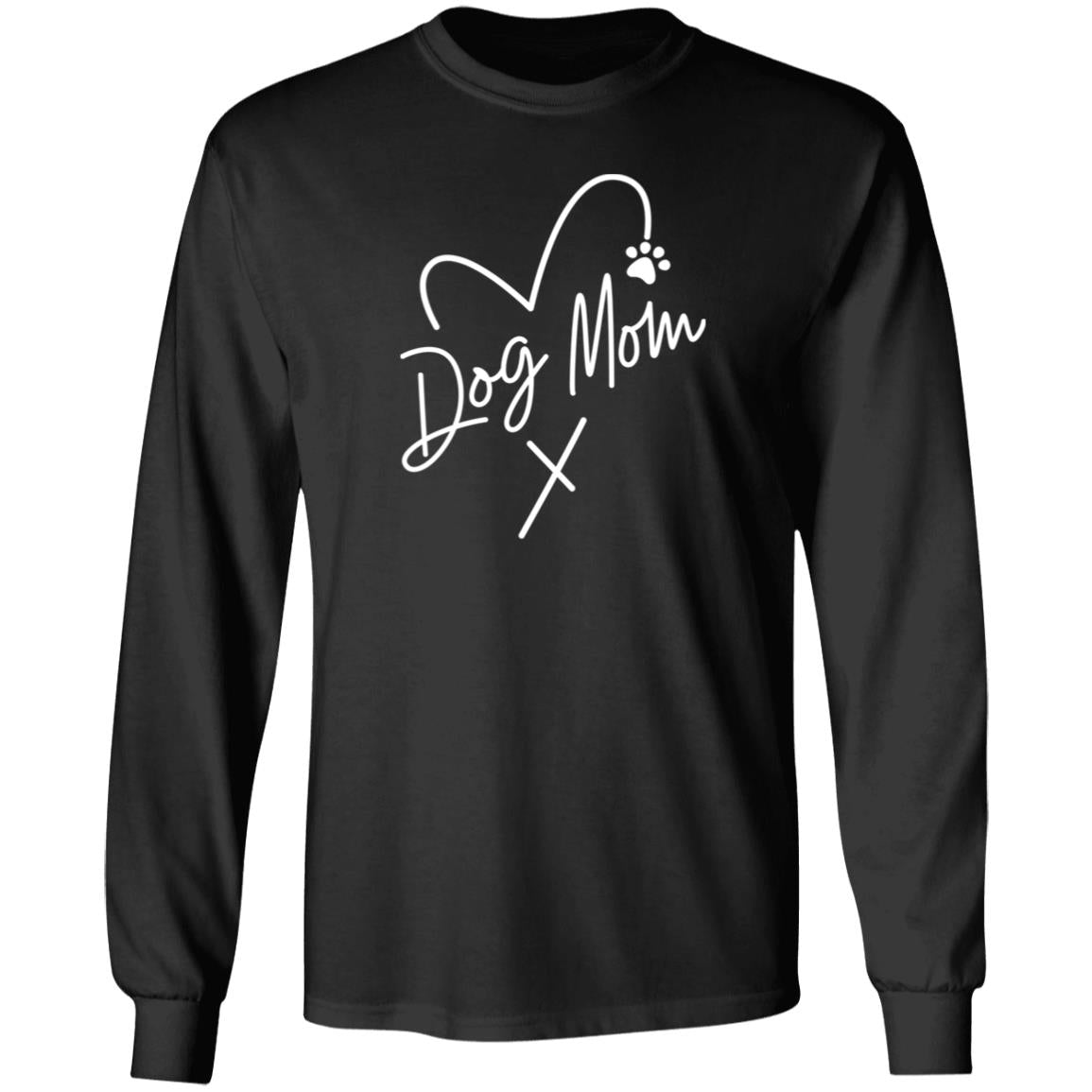 Dog Mom Heart Paw Long Sleeve Shirts White Print