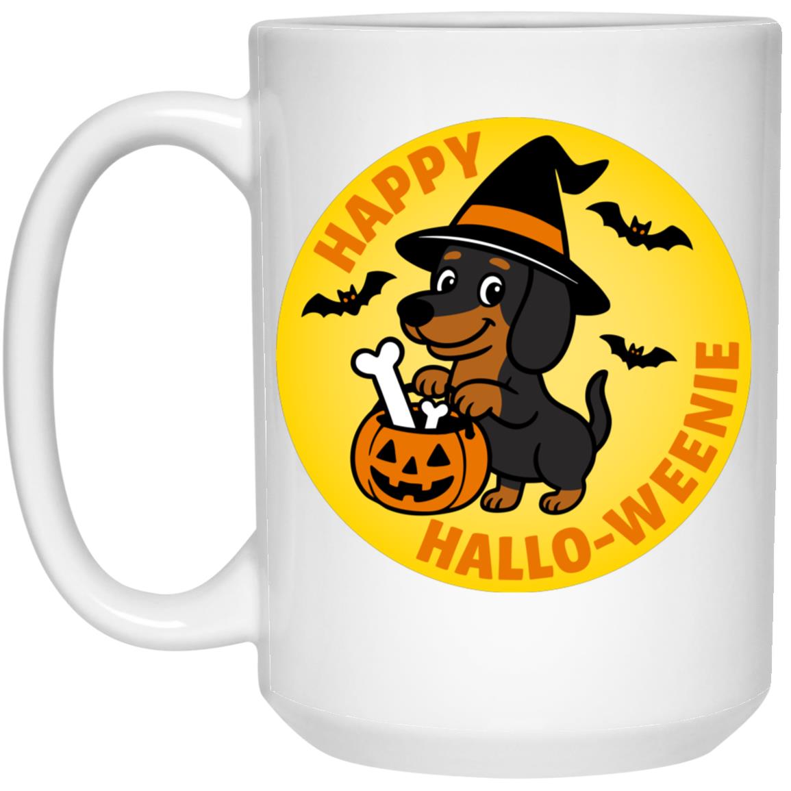 CustomCat Mugs 11oz White Mug Dachshund Halloweenie Short Hair Black/Tan Mugs