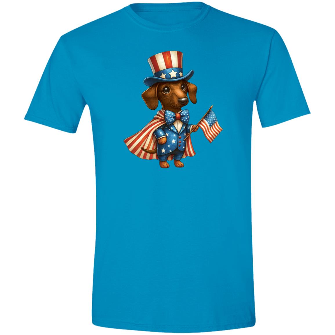 CustomCat T-Shirts White / X-Small Dachshund Brown/Red Stars & Stripes T-Shirts