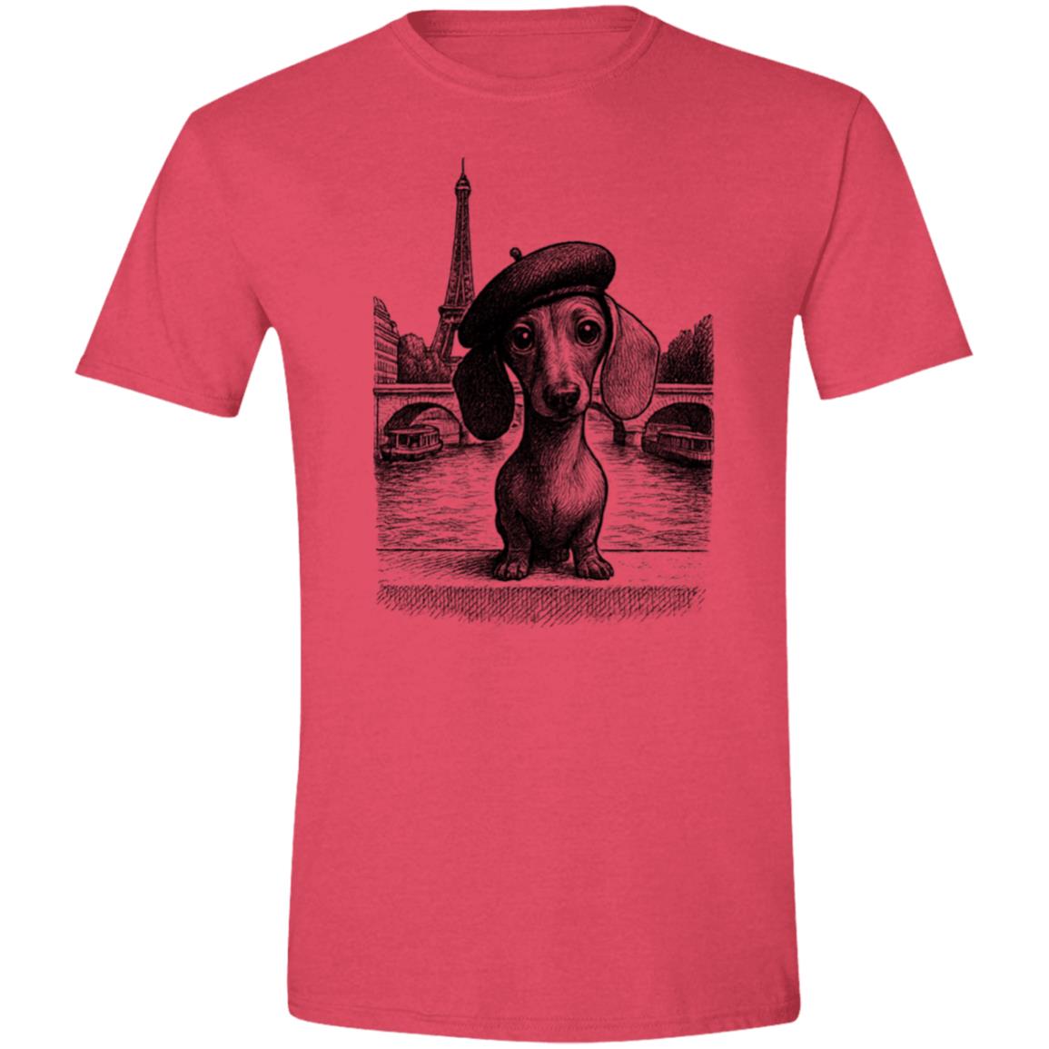 CustomCat T-Shirts Heather Red / S Dachshund in Paris T-Shirt
