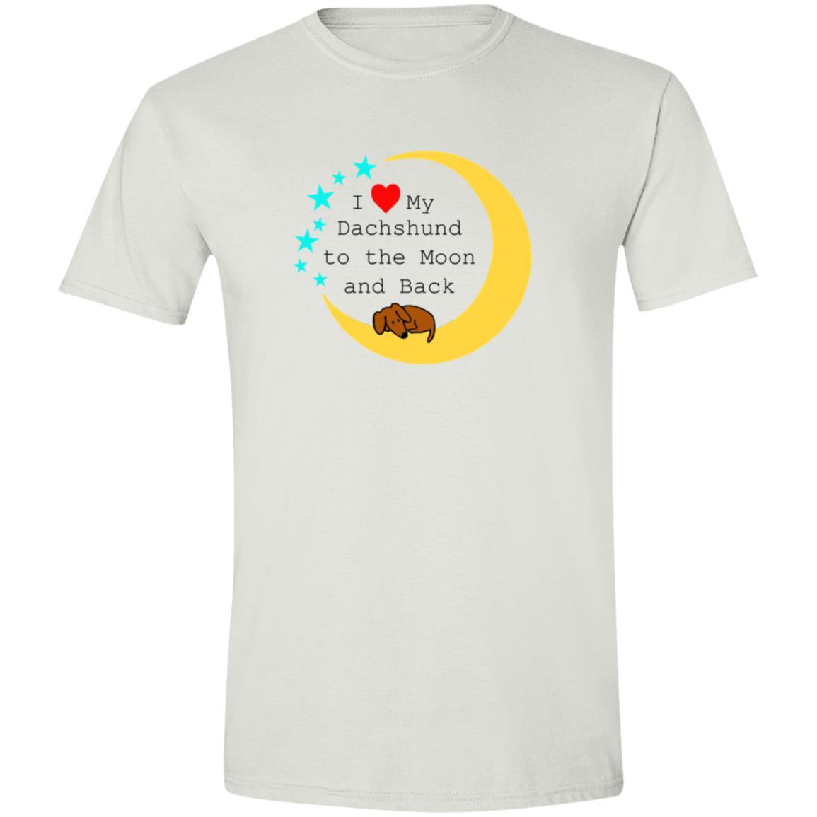 CustomCat T-Shirts White / S I Love My Dachshund To The Moon and Back (Brown/Red) T-Shirt