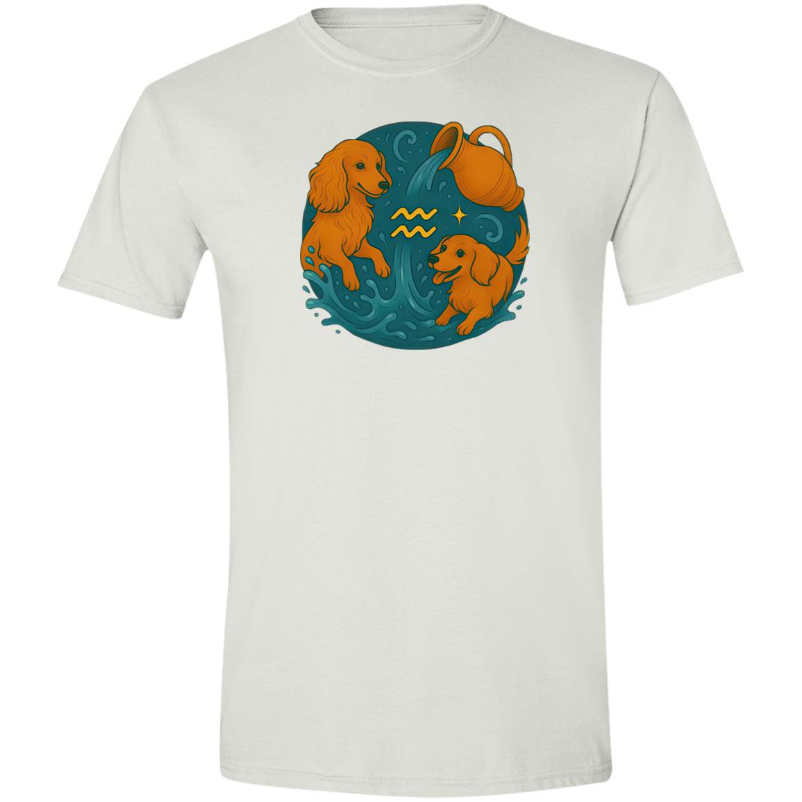 CustomCat T-Shirts White / S Aquarius Dachshund Zodiac T-Shirt