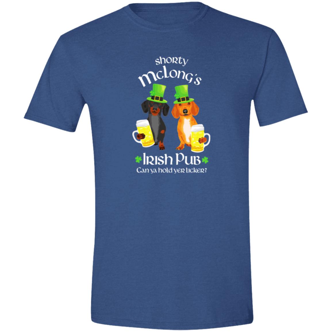 CustomCat Apparel Heather Royal / S Dachshund Shorty McLong's Irish Pub T-Shirt