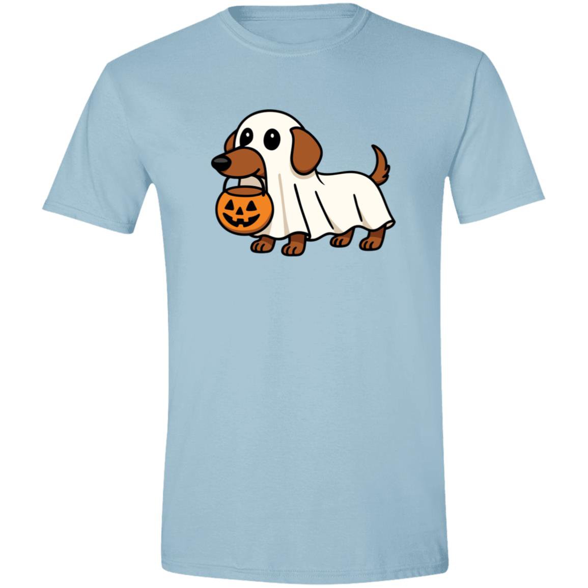 CustomCat Apparel No Trick or Treat / Light Blue / S Trick or Treat Dachshund Ghost Halloween T-Shirt