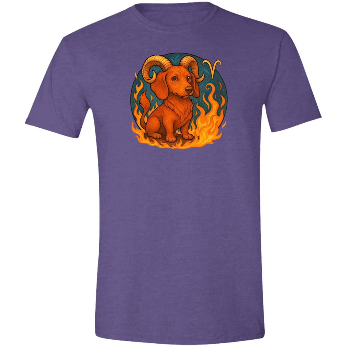 CustomCat T-Shirts Heather Purple / S Aries Dachshund Zodiac T-Shirt