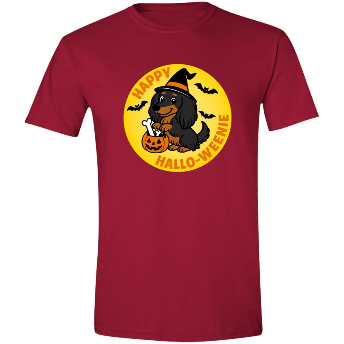 CustomCat T-Shirts Cardinal Red / S Dachshund Halloweenie Long Hair Black/Tan T-Shirts