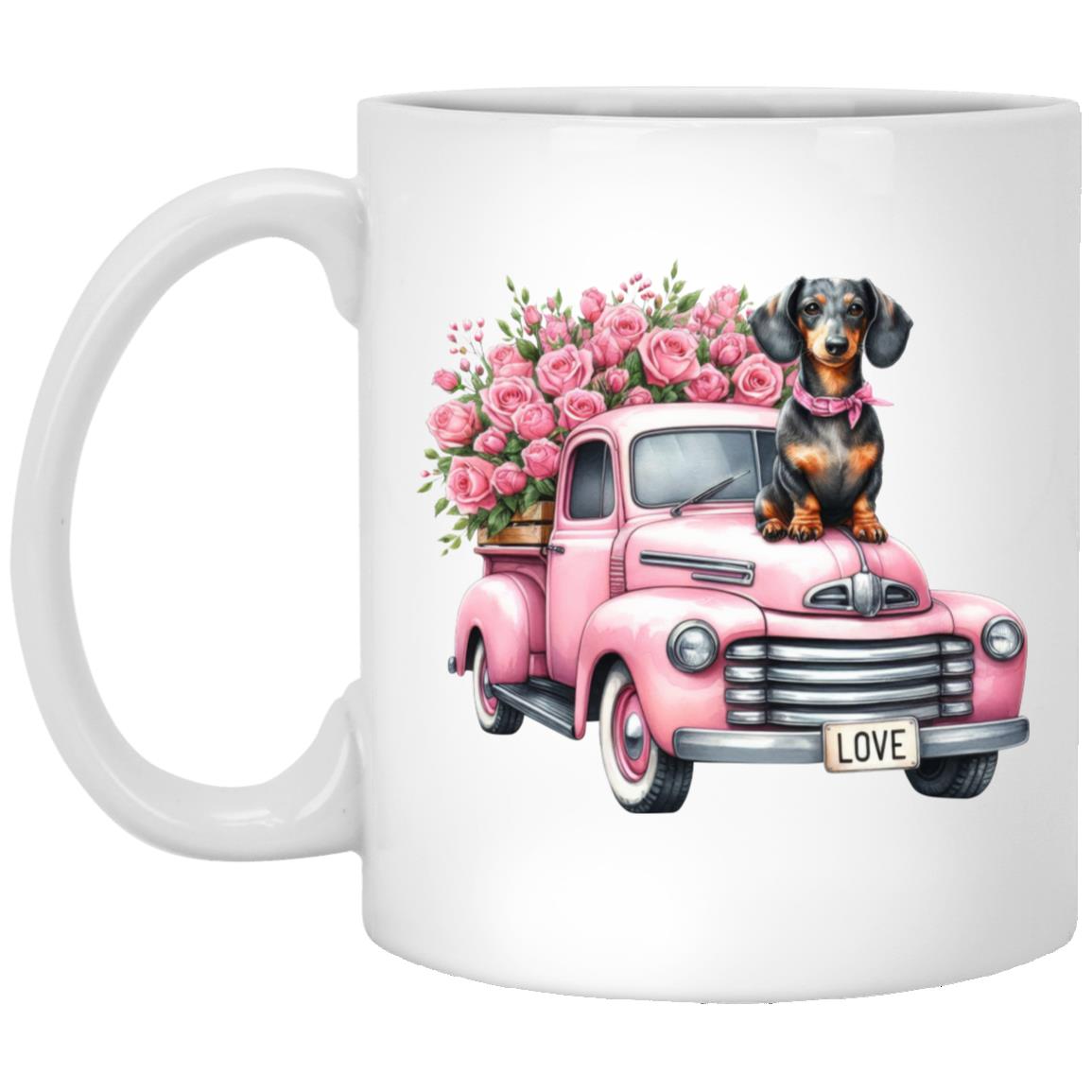 Dachshund Love Truck Mugs