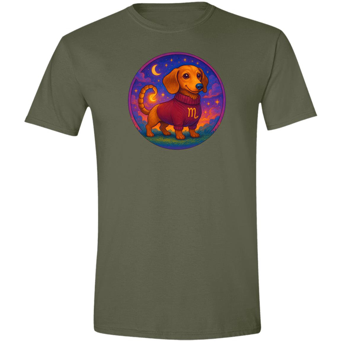 CustomCat T-Shirts Military Green / S Scorpio Dachshund Zodiac T-Shirt