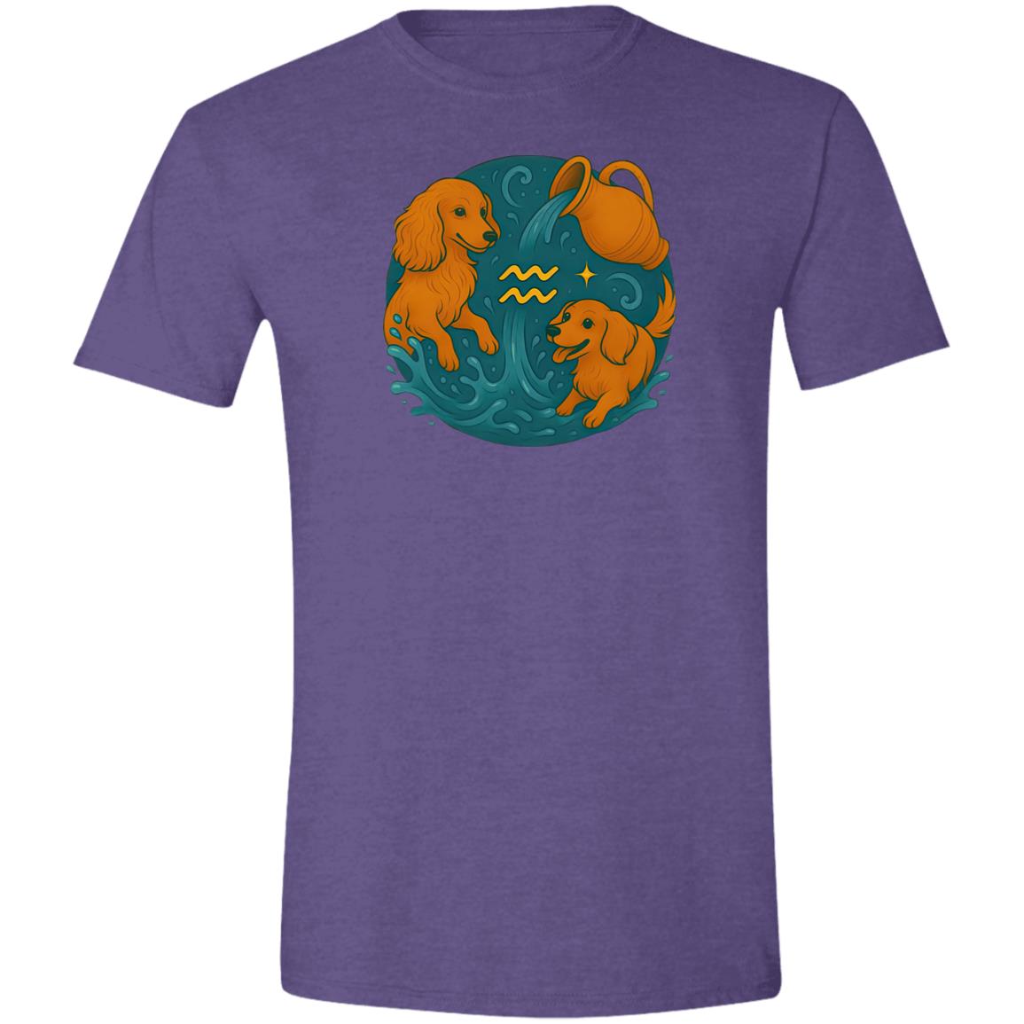 CustomCat T-Shirts Heather Purple / S Aquarius Dachshund Zodiac T-Shirt