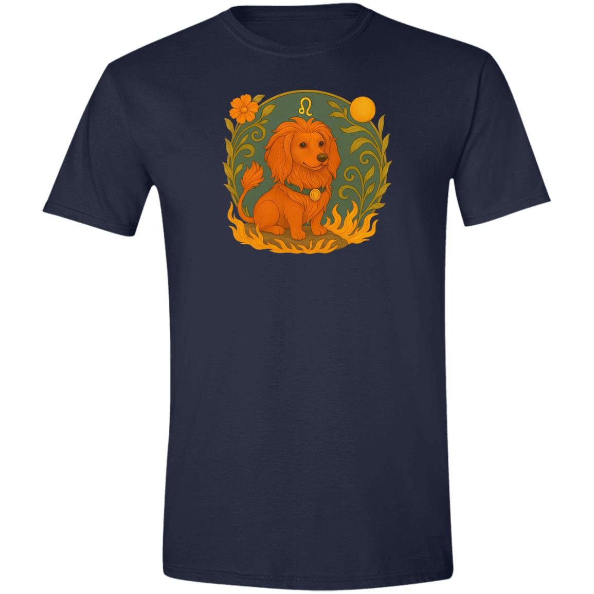 CustomCat T-Shirts Navy / S Leo Dachshund Zodiac T-Shirt