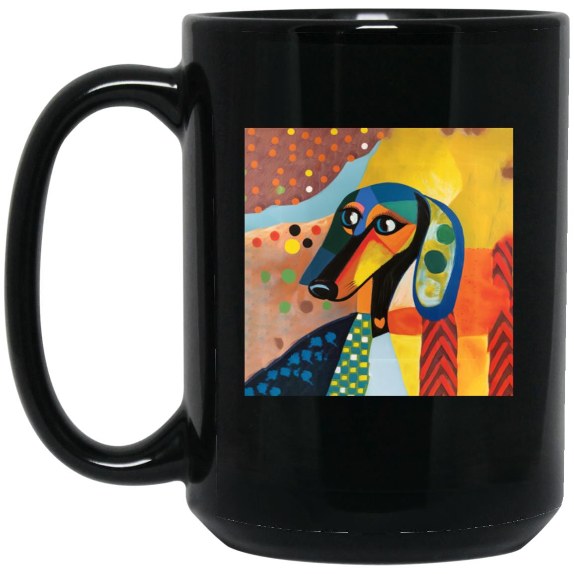 CustomCat Mugs 15oz Black Mug Pawcasso Abstract Mugs