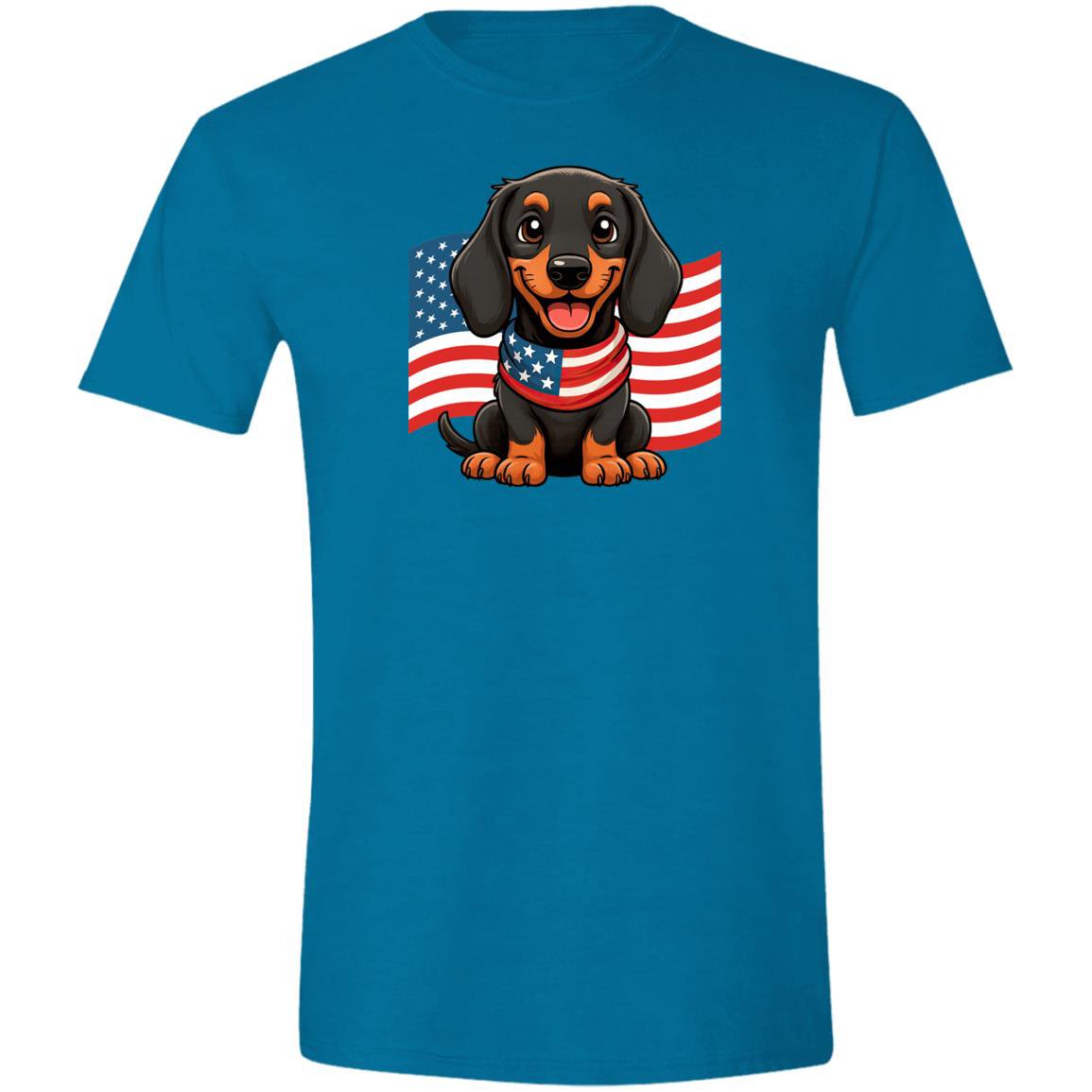 CustomCat T-Shirts Antique Sapphire / S Dachshund Stars, Stripes & Smiles T-Shirt