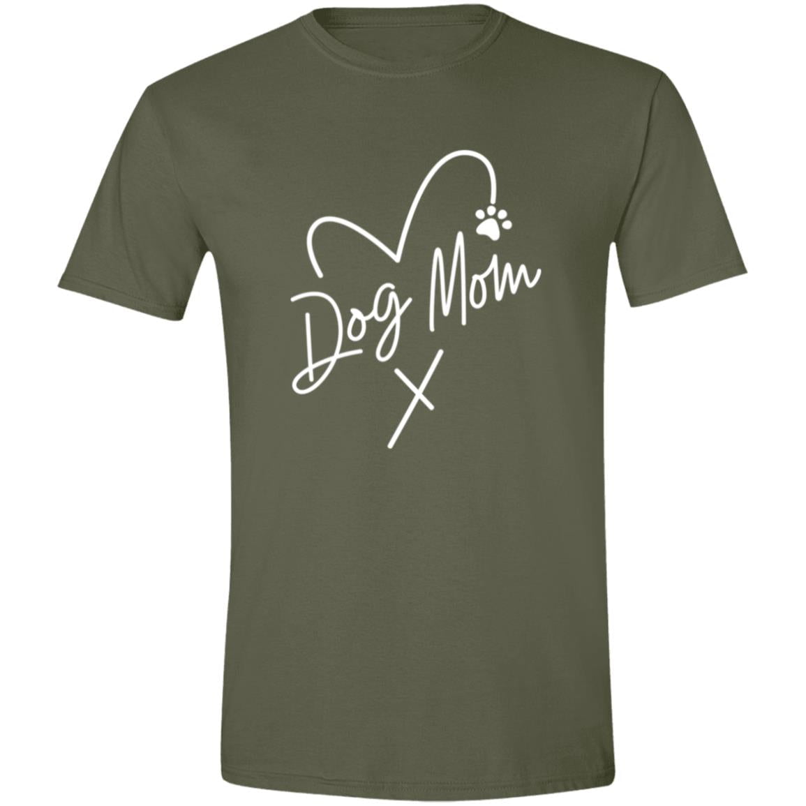 CustomCat Apparel Military Green / S Dog Mom Heart Paw T-Shirt
