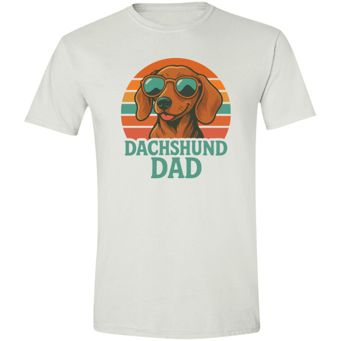 CustomCat T-Shirts White / X-Small Dachshund Dad Retro Sunset T-Shirt