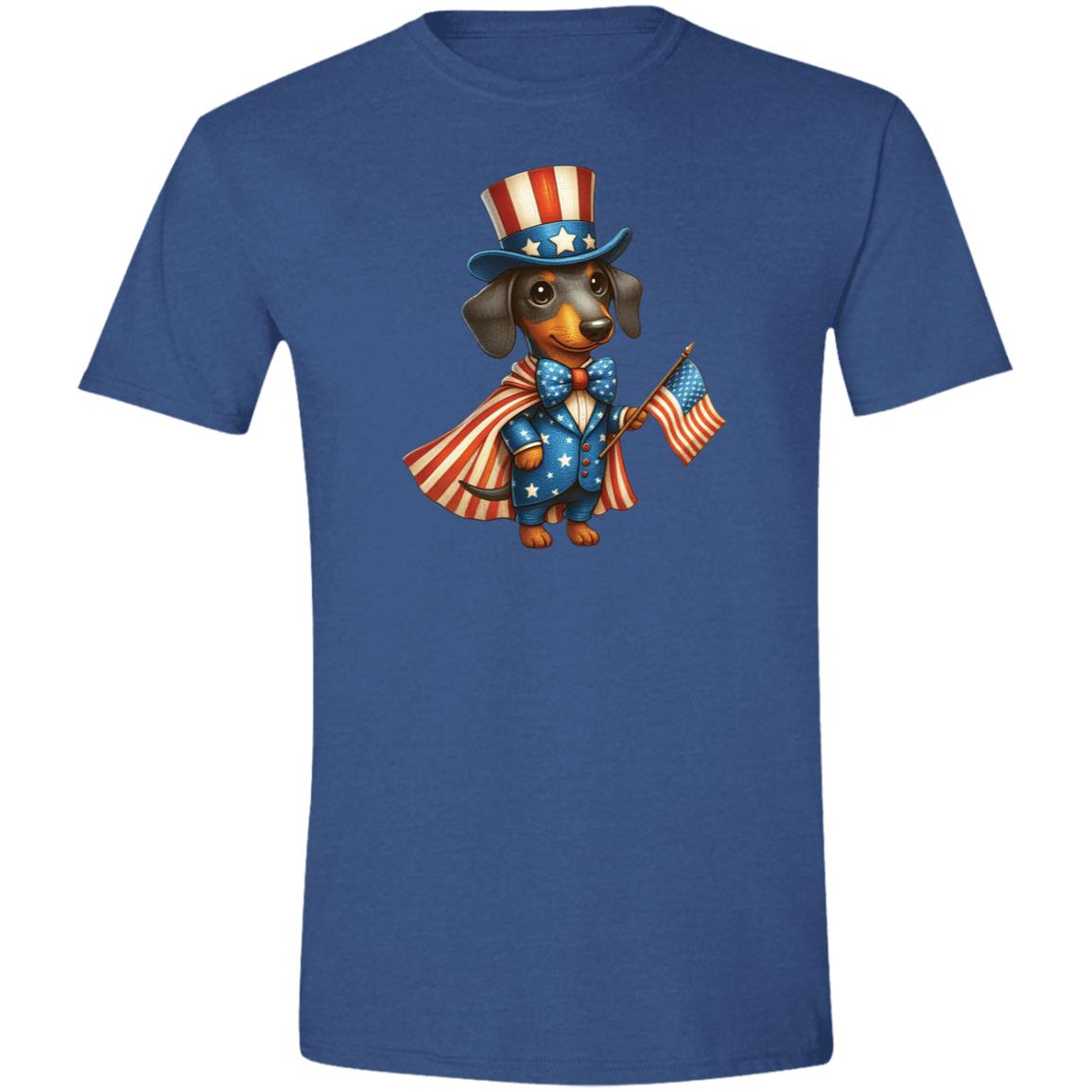 CustomCat T-Shirts Heather Royal / X-Small Dachshund Black/Tan Stars & Stripes T-Shirts