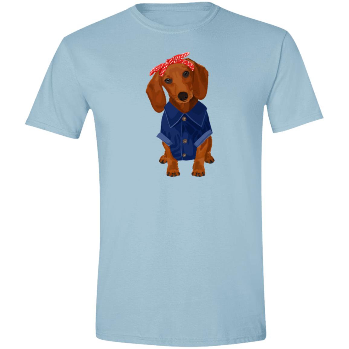 CustomCat T-Shirts Light Blue / S Dachshund Brown/Red Rosie the Riveter T-Shirts
