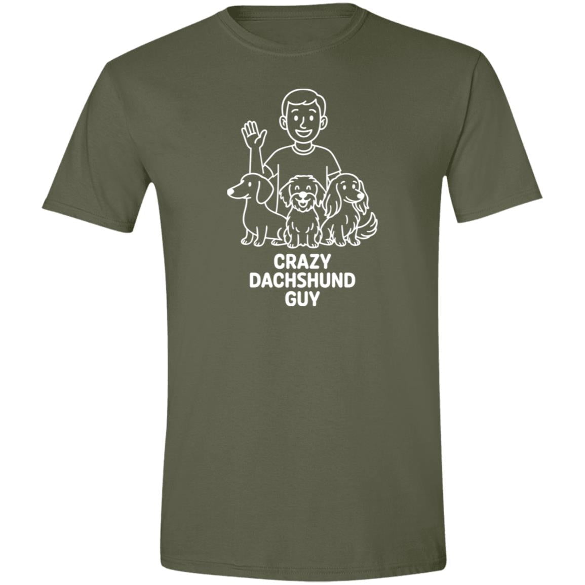 CustomCat Apparel Military Green / S Crazy Dachshund Guy T-Shirt