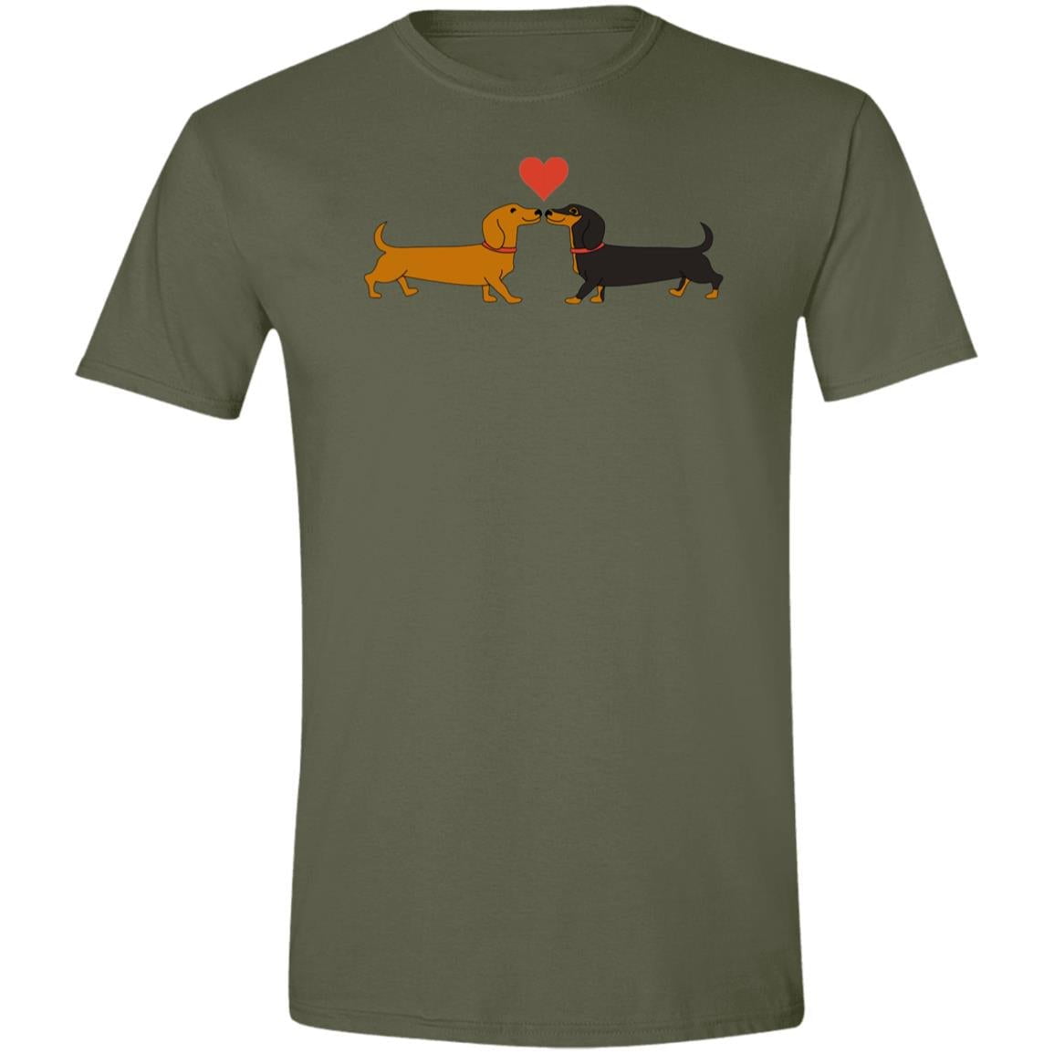 CustomCat T-Shirts Military Green / S Dachshund Long on Love T-Shirt