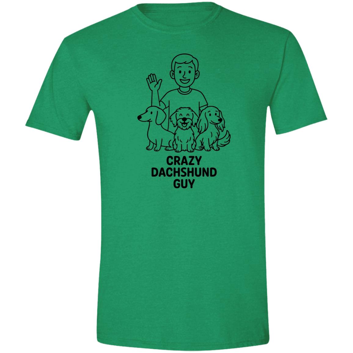 CustomCat Apparel Heather Irish Green / S Crazy Dachshund Guy T-Shirt