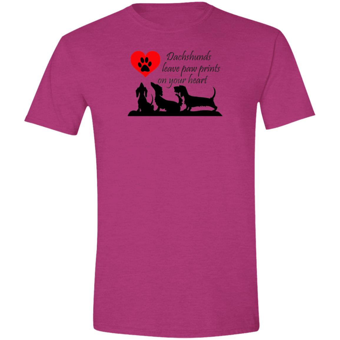 CustomCat T-Shirts Antique Heliconia / S Dachshunds Leave Paw Prints on Your Heart T-Shirts