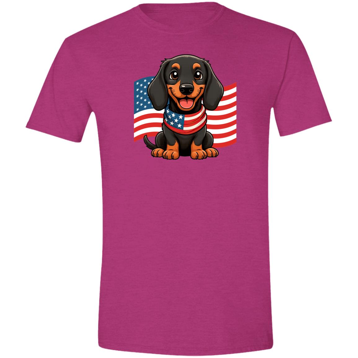 CustomCat T-Shirts Antique Heliconia / S Dachshund Stars, Stripes & Smiles T-Shirt