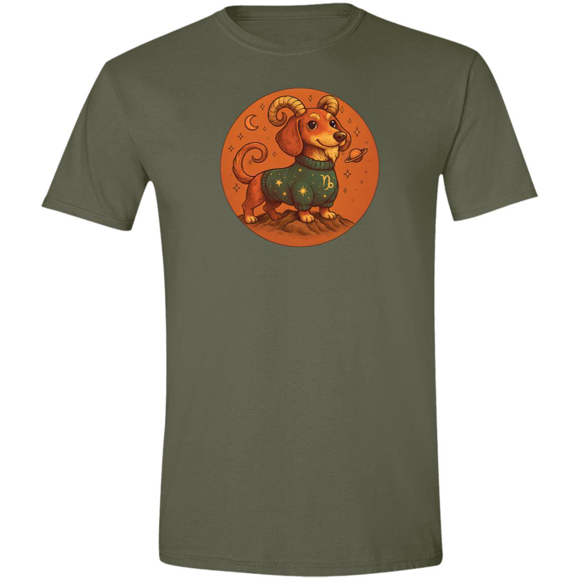 CustomCat T-Shirts Military Green / S Capricorn Dachshund Zodiac T-Shirt