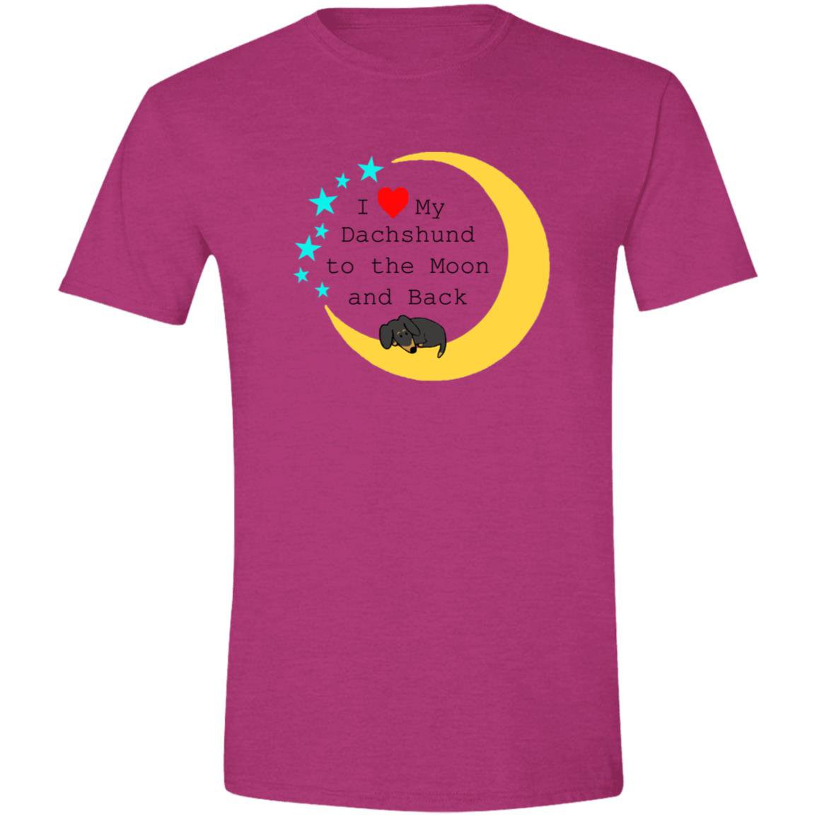 CustomCat T-Shirts Antique Heliconia / S I Love My Dachshund To The Moon and Back (Black + Tan) T-Shirt