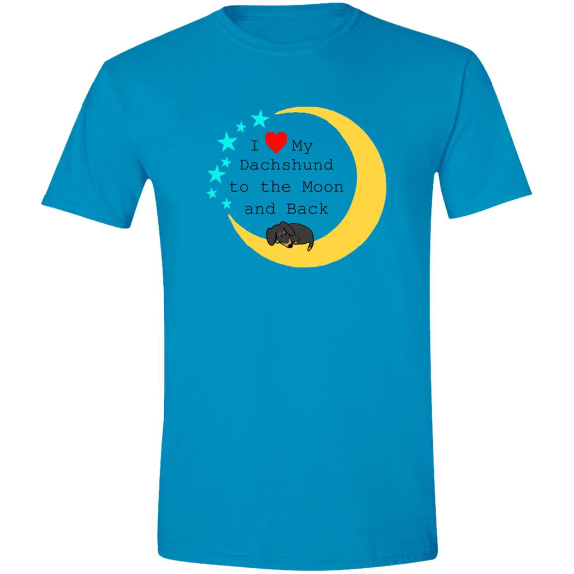 CustomCat T-Shirts White / S I Love My Dachshund To The Moon and Back (Black + Tan) T-Shirt