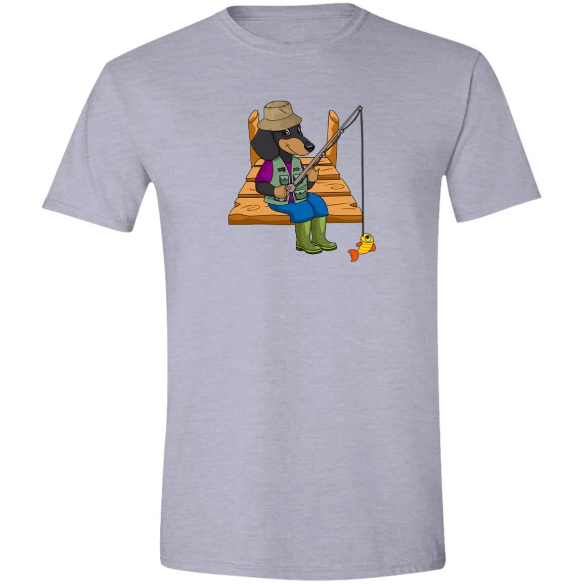 CustomCat T-Shirts Sport Grey / S Dachshund Gone Fishin’ T-Shirt - Black & Tan