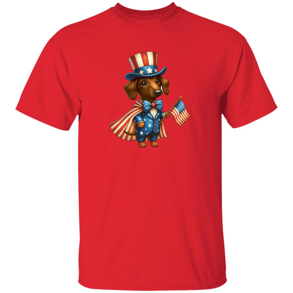 Dachshund Brown/Red Stars & Stripes T-Shirts