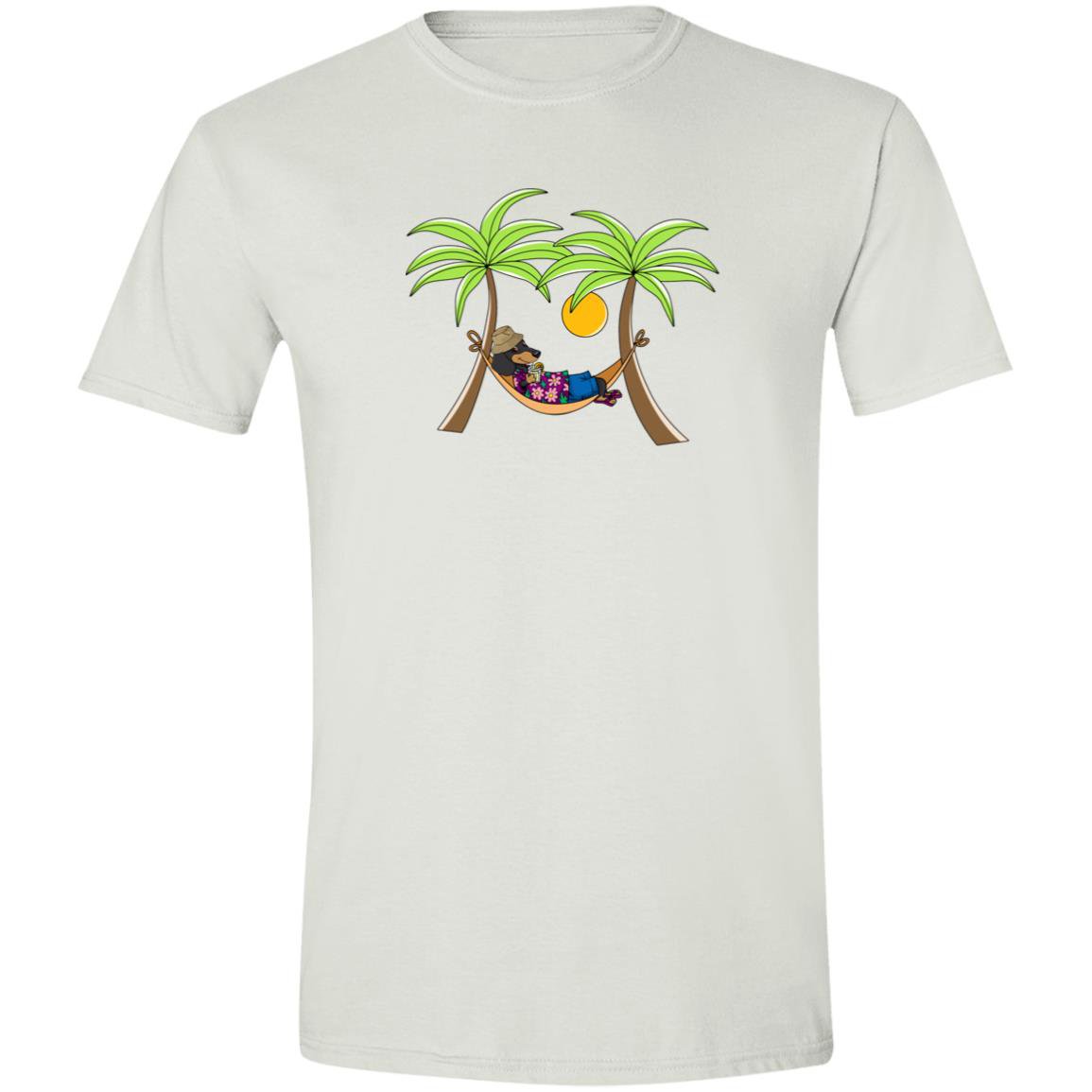 CustomCat T-Shirts White / S Dachshund Hammock Happy Place T-Shirt - Black & Tan