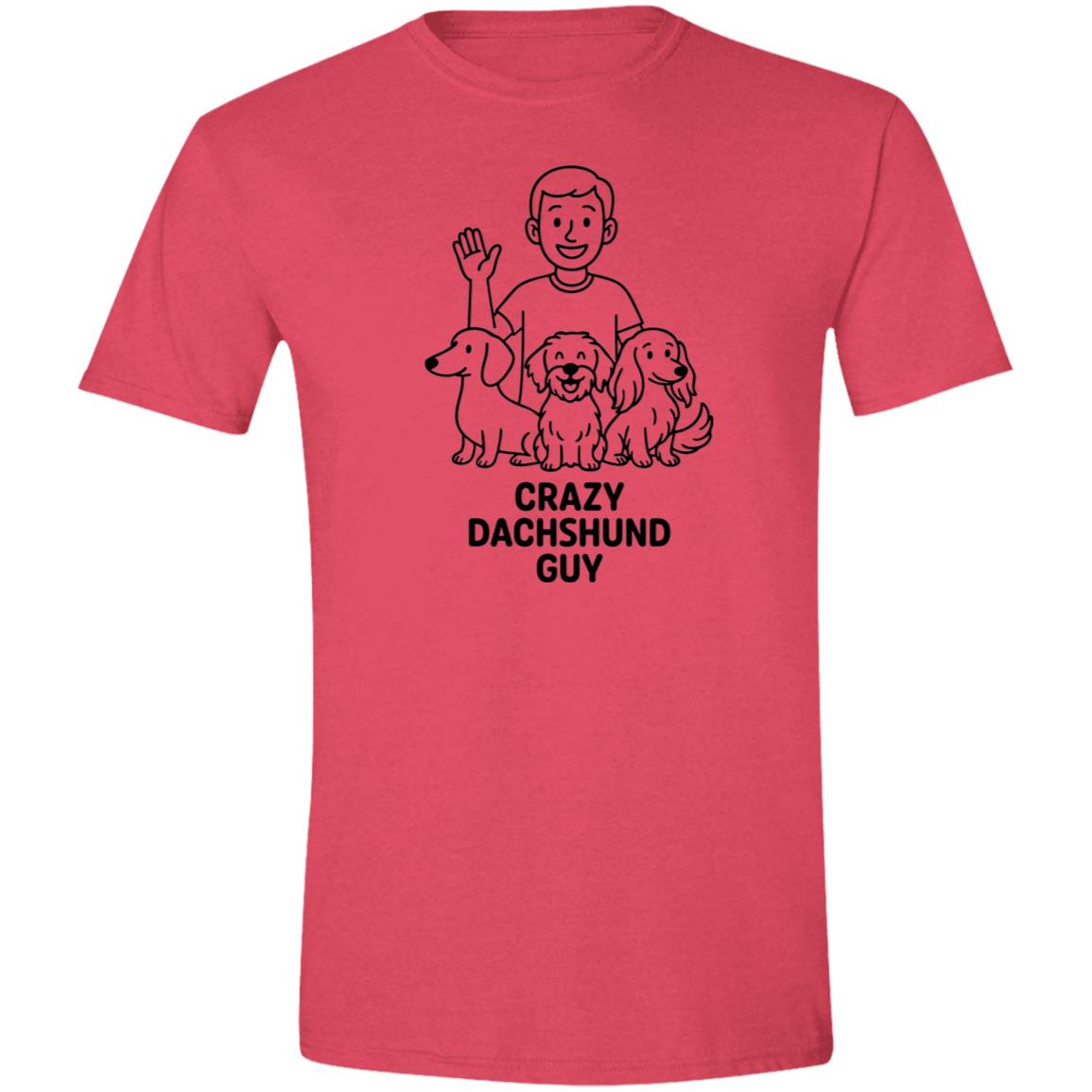CustomCat Apparel Heather Red / S Crazy Dachshund Guy T-Shirt