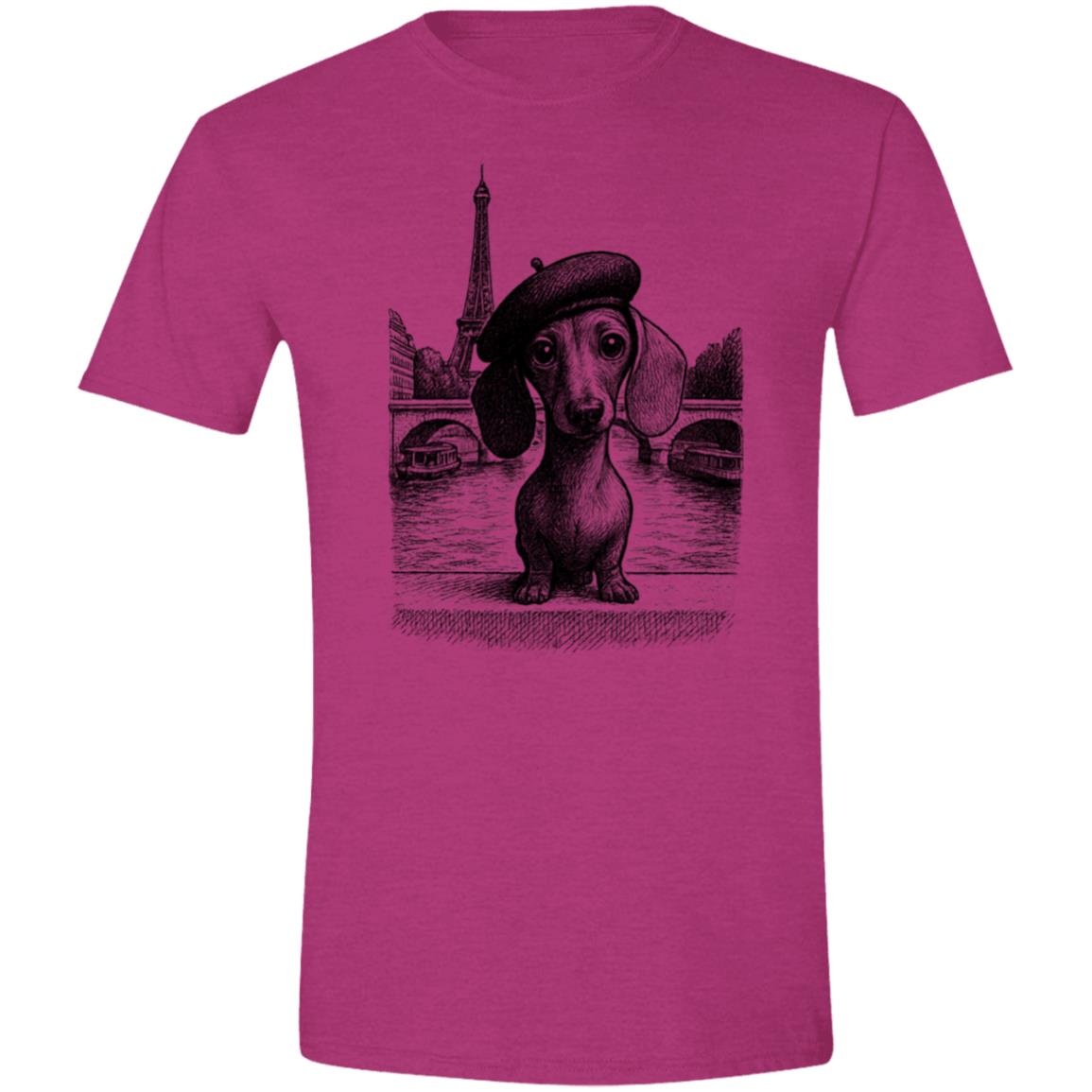 CustomCat T-Shirts Antique Heliconia / S Dachshund in Paris T-Shirt