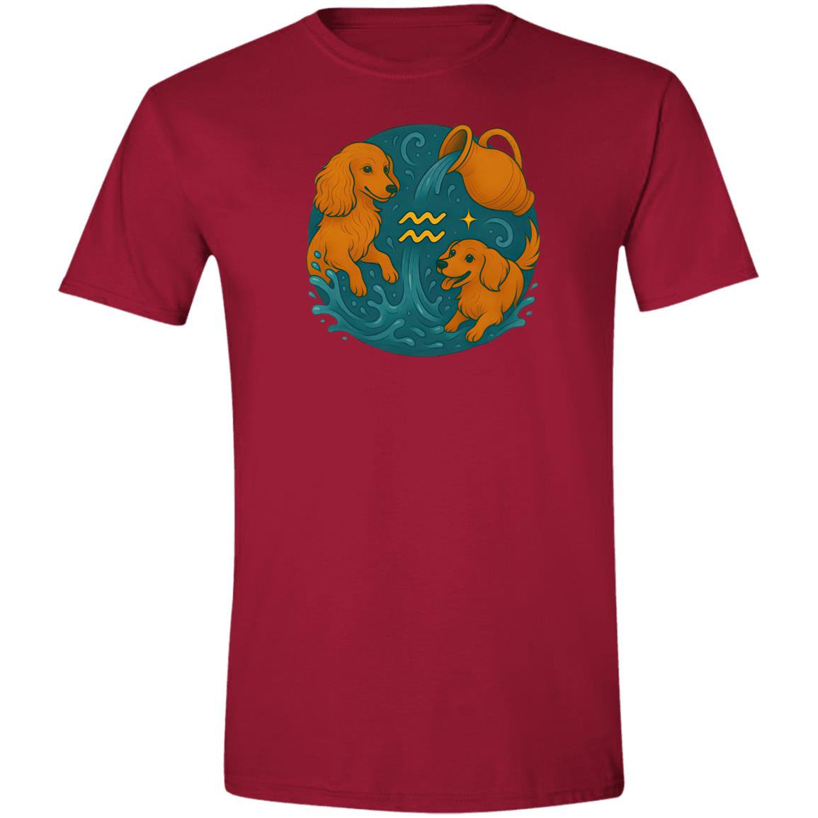 CustomCat T-Shirts Cardinal Red / S Aquarius Dachshund Zodiac T-Shirt