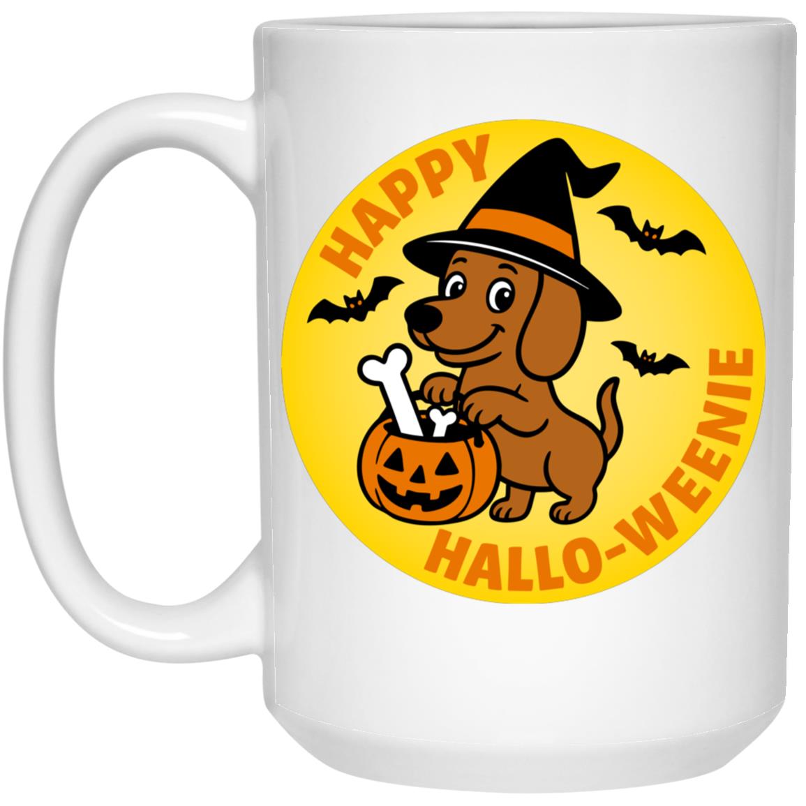 CustomCat Mugs 11oz White Mug Dachshund Halloweenie Short Hair Brown/Red Mugs