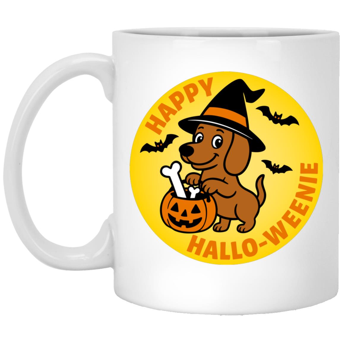 CustomCat Mugs 11oz White Mug Dachshund Halloweenie Short Hair Brown/Red Mugs